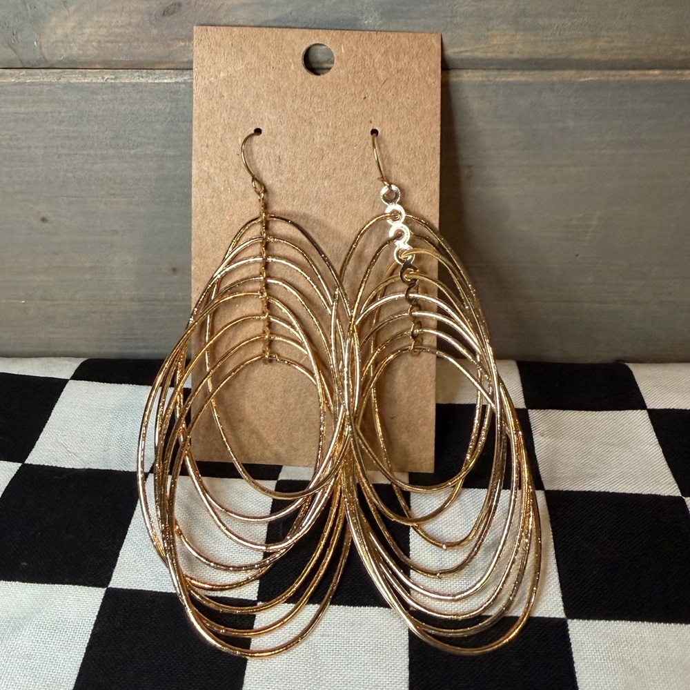 Gold Tone Abstract Dangle Earrings